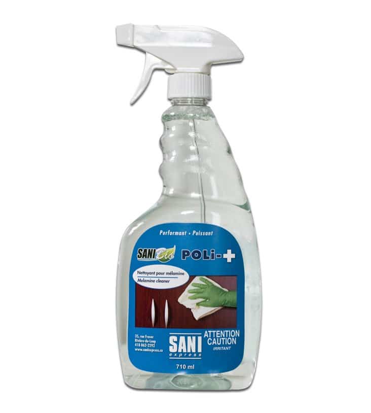 Sani-Bio Poli+Nettoyant pour armoire (mélamine, bois vernis, polyester,  stratifié) - Sani Express inc.