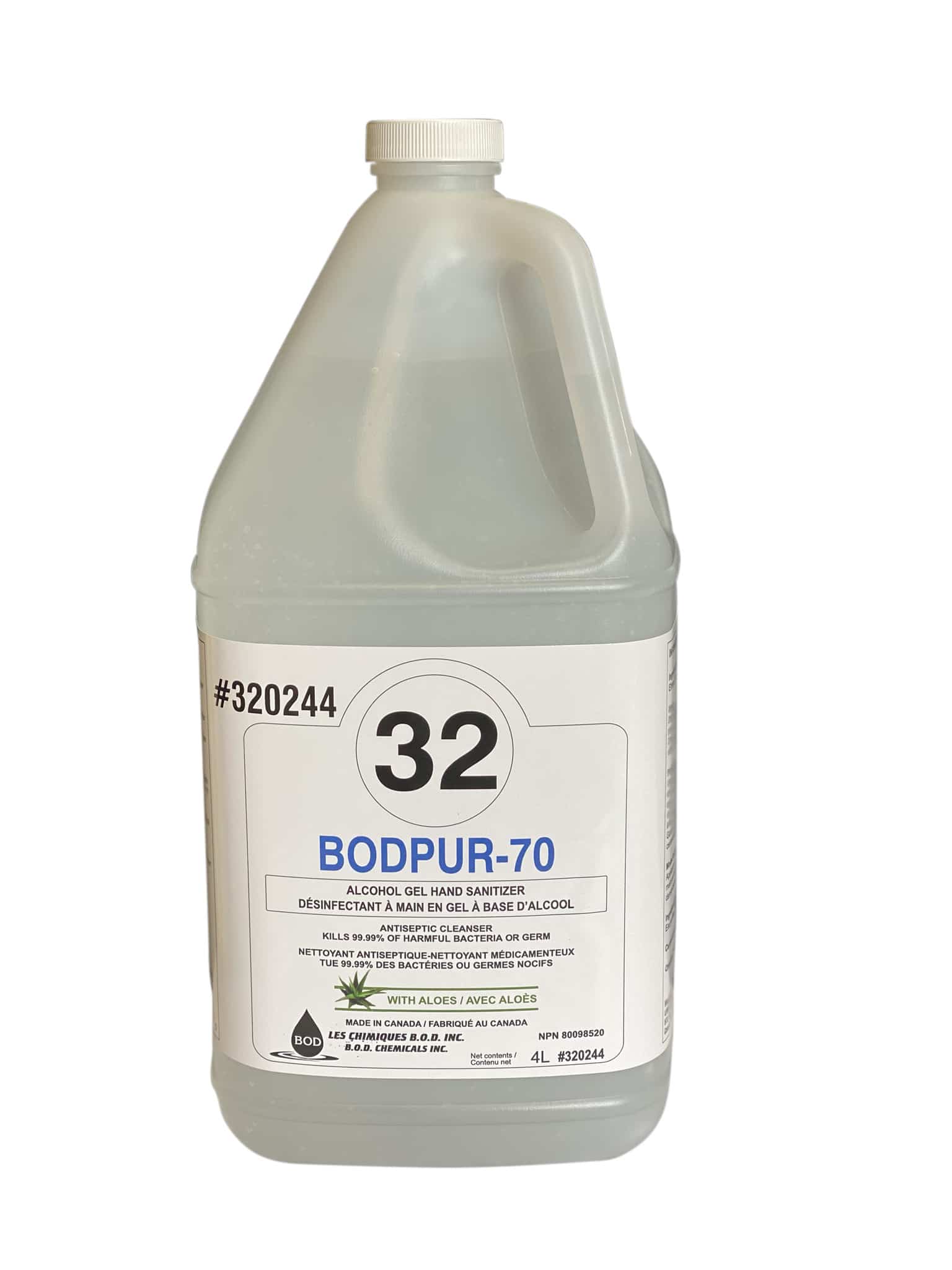 BODPUR-70 Désinfectant pour les mains à base d'alcool en gel - 4L