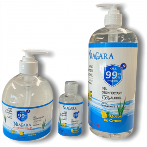 NIAGARA - Gel désinfectant pour les mains avec 75% d'alcool - Vitamine E et odeur de citron