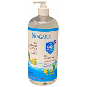 NIAGARA - Gel désinfectant pour les mains avec 75% d'alcool - Vitamine E et odeur de citron 1000ml