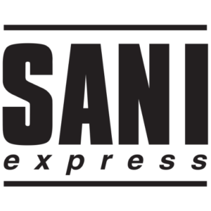 Logo SANI en majuscules noires, express en italique, évoquant hygiène, emballages et solutions écologiques professionnelles.