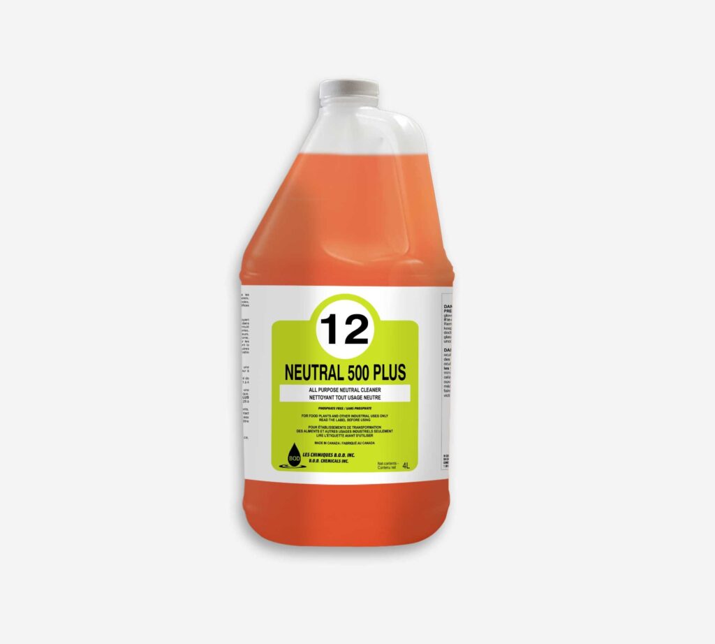 Bouteille 4L Neutral 500 Plus nettoyant tout usage neutre orange.