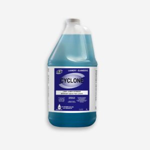 Cyclone détergent liquide lessive 4L bleu pour lavage commercial.