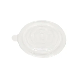 Couvercle plastique transparent rond pour bols carton, pratique, hygiénique, recyclable et facile à nettoyer.