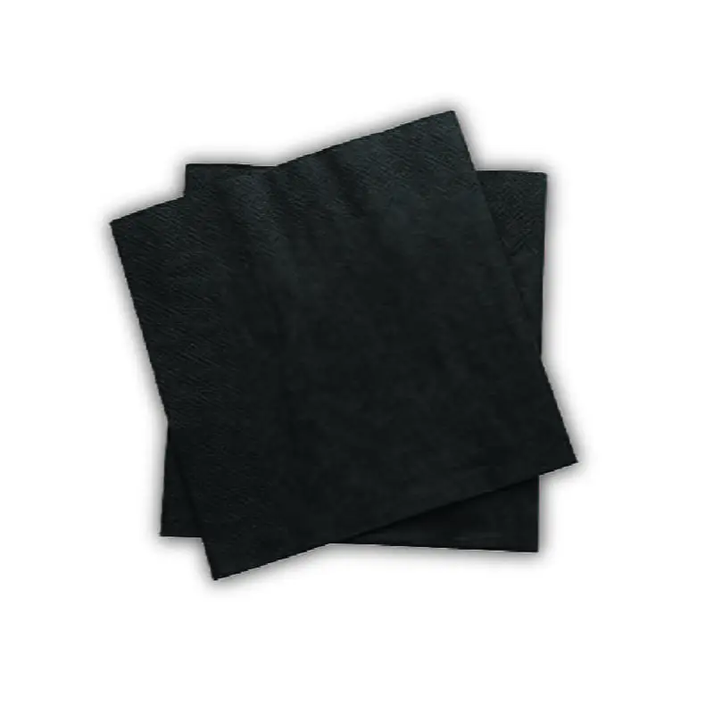Serviettes en papier noires 2 plis NAPKING superposées, hygiéniques et écologiques, prêtes à l'utilisation.