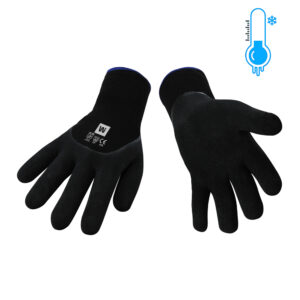GANT NOIR EN NYLON PAUME EN LATEX DOUBLÉ LARGE