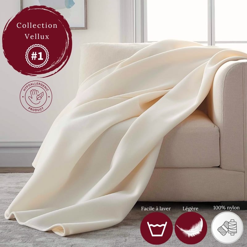 COUVERTURE MOLLETON IVOIRE KING 108"x90"