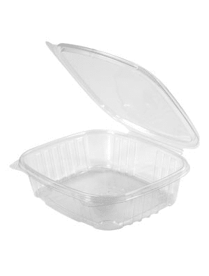 Boîte PET refermable 24oz, transparente, ouverte, propre, idéale pour emballage alimentaire écologique et entretien facile.