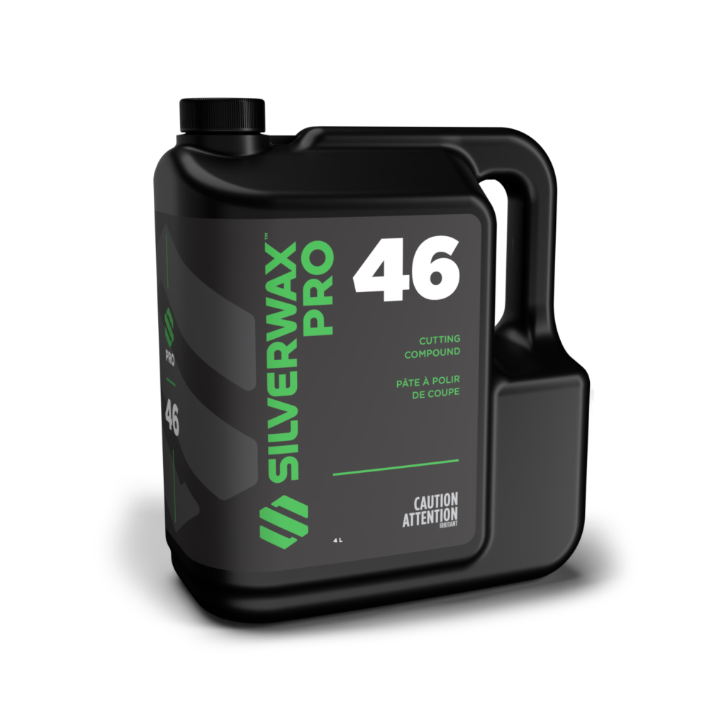 Bidon 4 L Silwax Pro 46, compound de polissage auto, étiquette verte/blanche, emballage pratique.