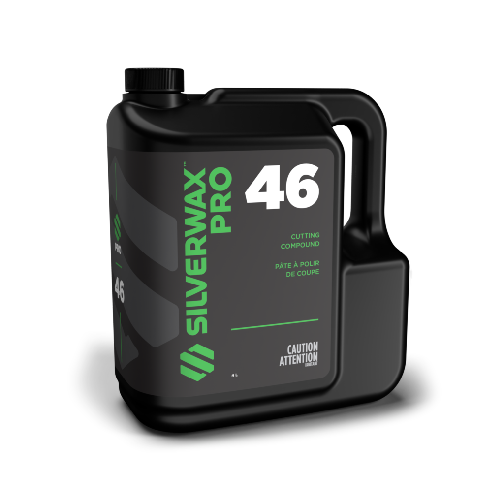 Bidon 4 L Silwax Pro 46, compound de polissage auto, étiquette verte/blanche, emballage pratique.