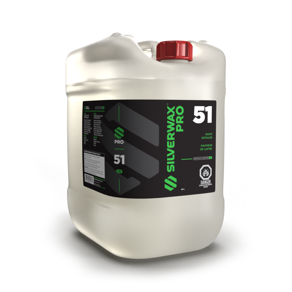 Bidon plastique 20L SILVERWAX PRO 51 Quick Detailer, entretien carrosserie, poignée pratique.