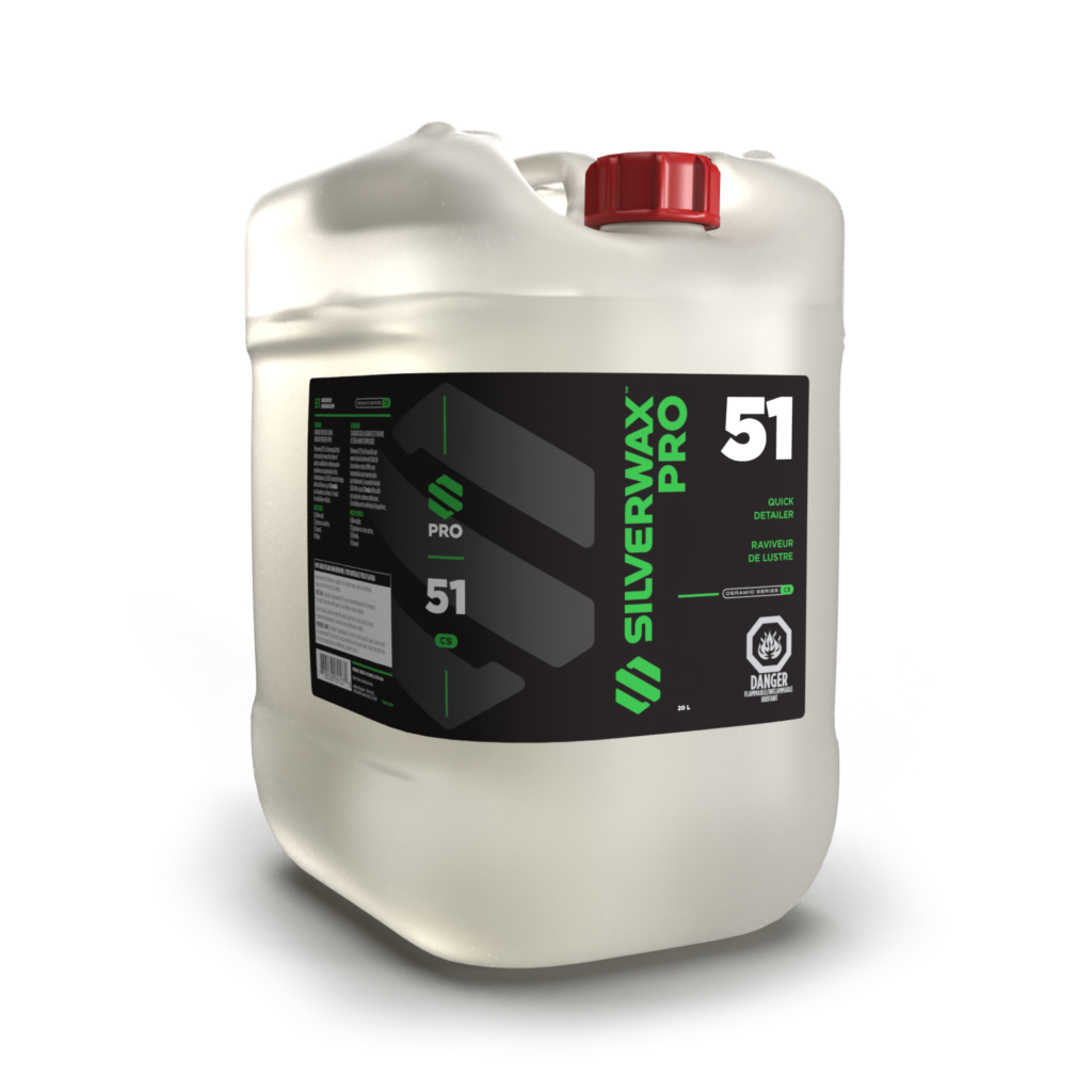 Bidon plastique 20L SILVERWAX PRO 51 Quick Detailer, entretien carrosserie, poignée pratique.