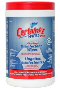 LINGETTES DESINFECTANTES EN CONTENANT CERTAINTY PLUS 200/POT