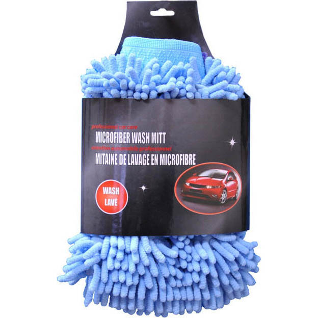 MITAINE DE LAVAGE EN MICROFIBRE EN CHENILLE BLEU 8X10