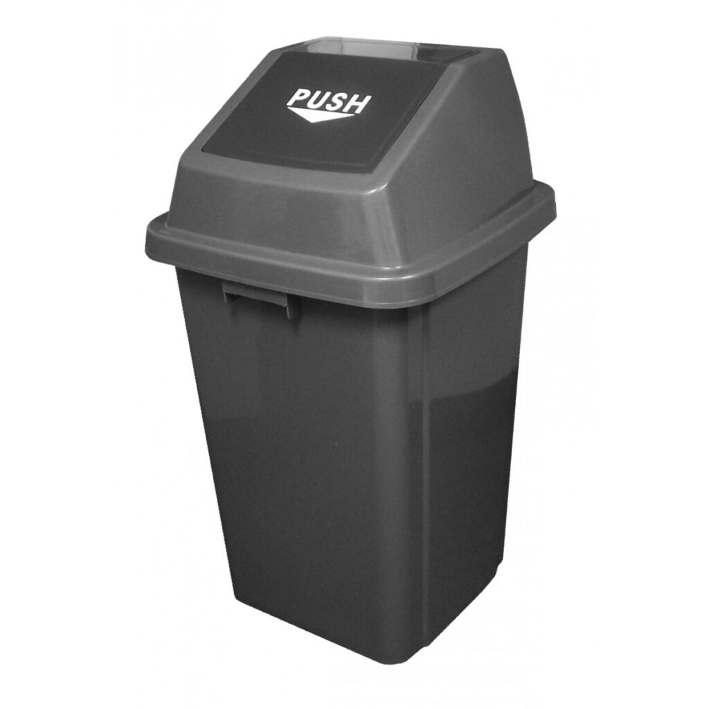 POUBELLE CARRÉE AVEC COUVERCLE 100L GRIS