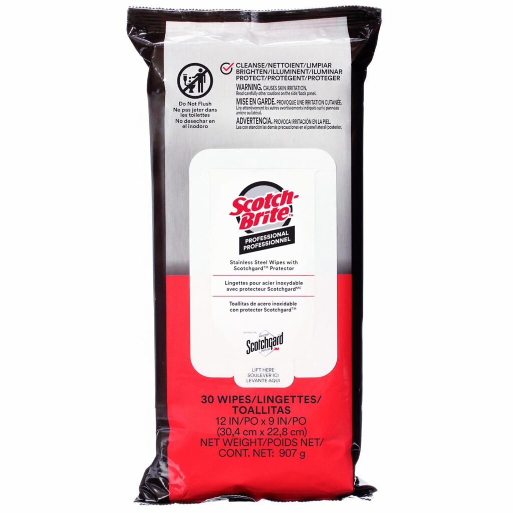 Lingettes dégraissantes Scotch-Brite pour acier inoxydable, paquet de 30