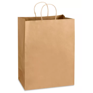 SAC DE PAPIER KRAFT POIGNÉE TORSADE 12X7X17 250/PQT