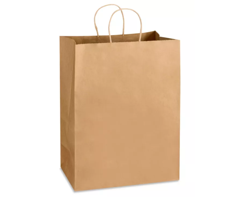 SAC DE PAPIER KRAFT POIGNÉE TORSADE 12X7X17 250/PQT