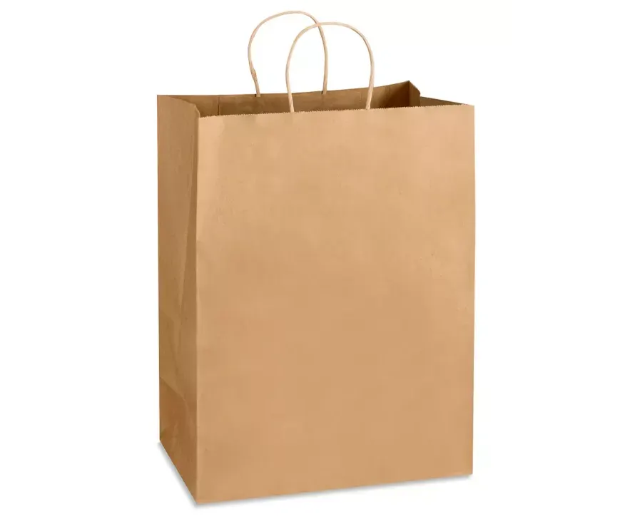 SAC DE PAPIER KRAFT POIGNÉE TORSADE 12X7X17 250/PQT