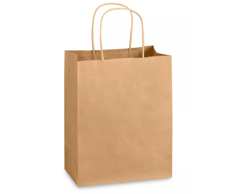 SAC DE PAPIER KRAFT POIGNÉE TORSADE 13X7X13 250/PQT