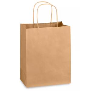 SAC DE PAPIER KRAFT POIGNÉE TORSADE 8X5X10 250/PQT