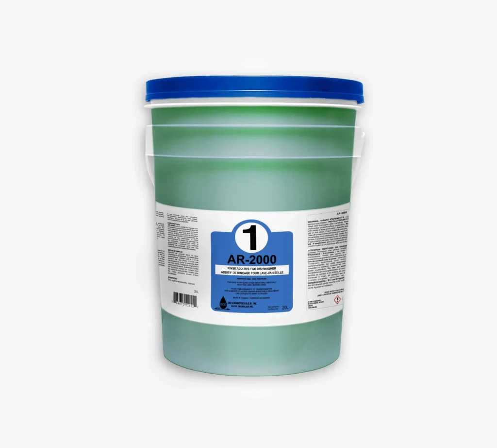Seau plastique vert translucide AR-2000, couvercle bleu. Produit d'entretien sanitaire écologique, emballage informatif.