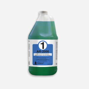 Bouteille verte de 4L d'additif de rinçage #1 AR-2000 pour lave-vaisselle.