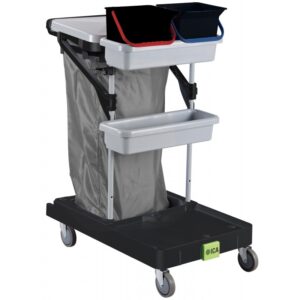 CHARIOT DE MENAGE LARGE AVEC SAC ZIPPER ET CABINET BARRÉ