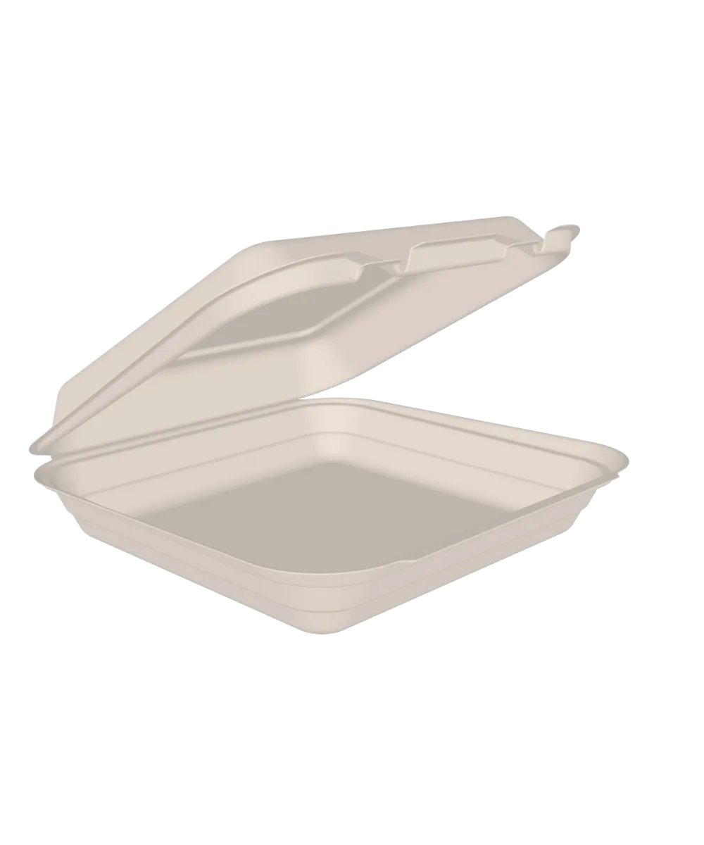 CONTENANT EN BAGASSE 9X9 1COMPARTIMENT 200/CSE (4-003051)