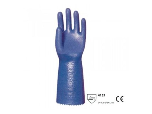 S017 GANTS BLEU TRIPLE PVC 30CM ACIA GR :6