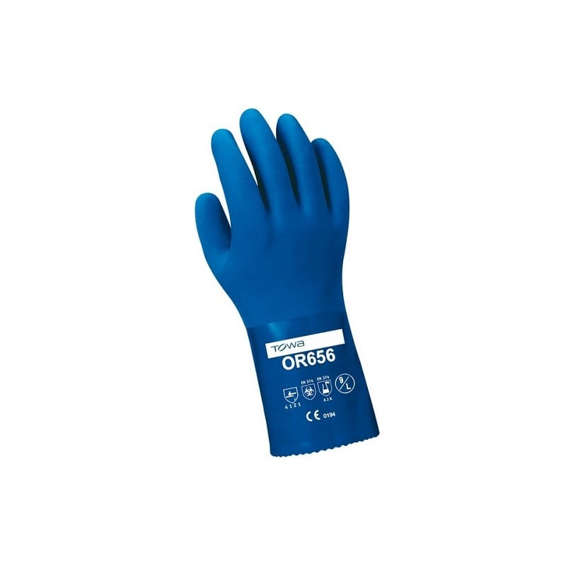 S017 GANTS BLEU TRIPLE PVC 30CM ACIA GR :9