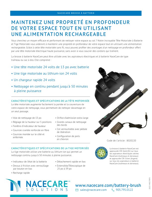 Tête de brossage motorisée à batterie — NaceCare