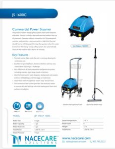 Nettoyeur vapeur commercial JS 1600C — NaceCare