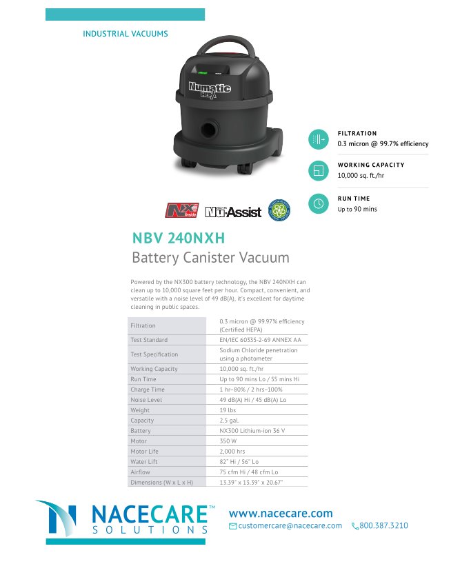 NBV 240NXH — NaceCare
