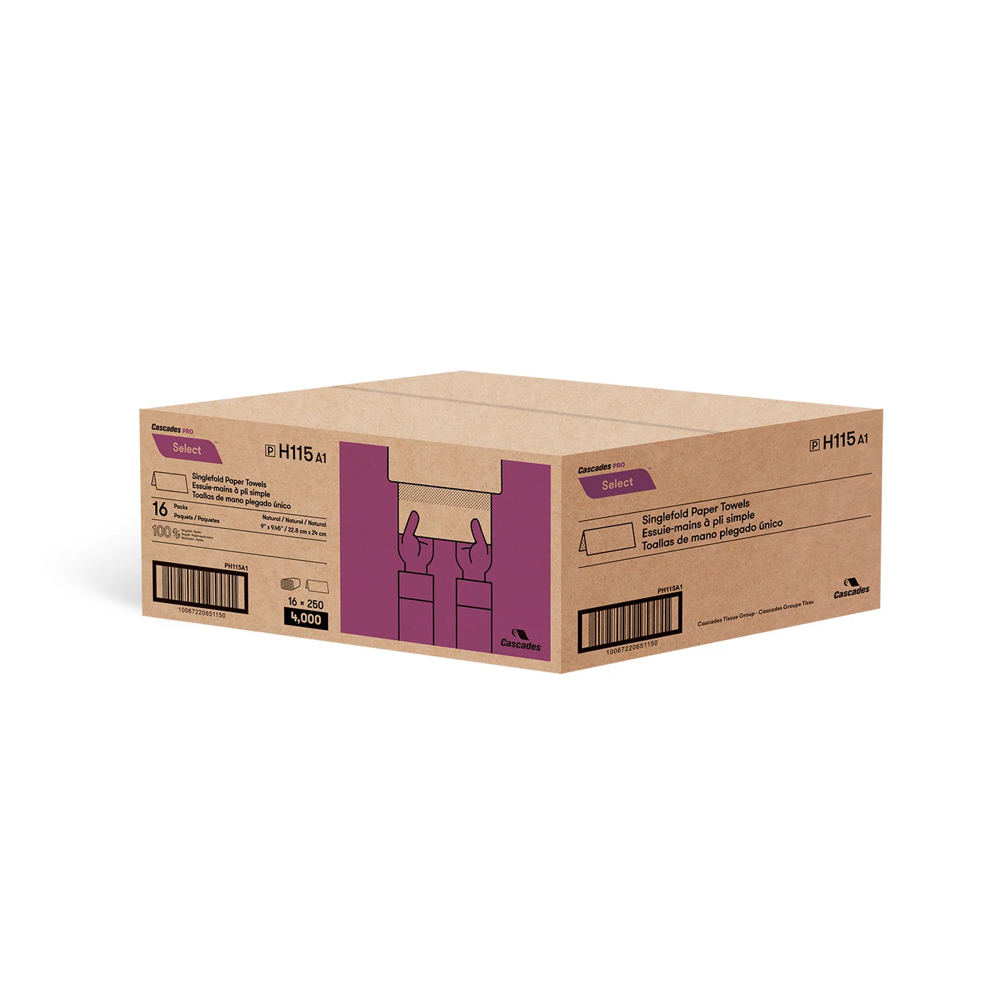 PAP-MAIN BRUN PLI SIMPLE CASCADE H115 16X250F