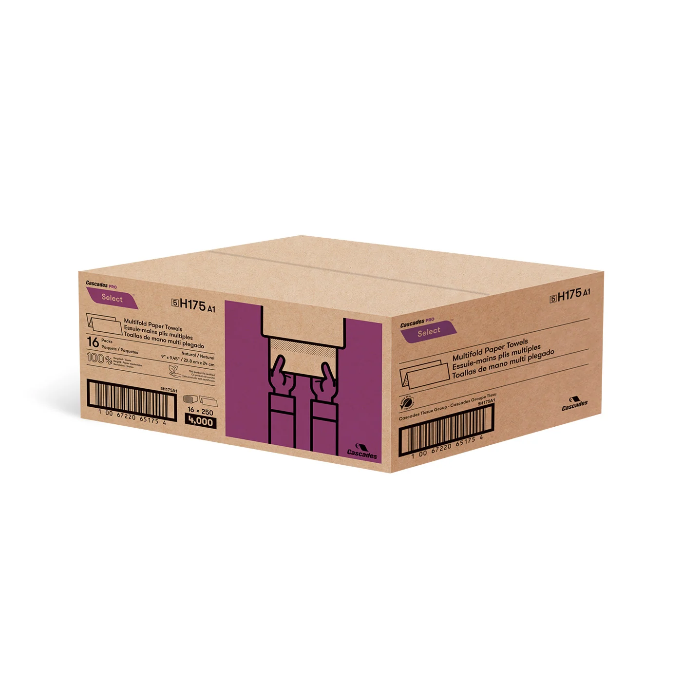 PAP-MAIN BRUN PLI MULTIPLE CASCADE H175 16X250F