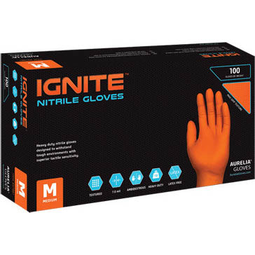 GANTS NITRILE IGNITE ORANGE MEDIUM 7MIL 100/BTE