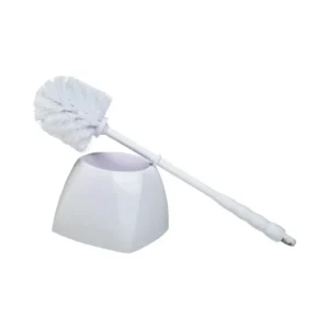 Brosse à Cuvettes Blanc en Plastique + Bol