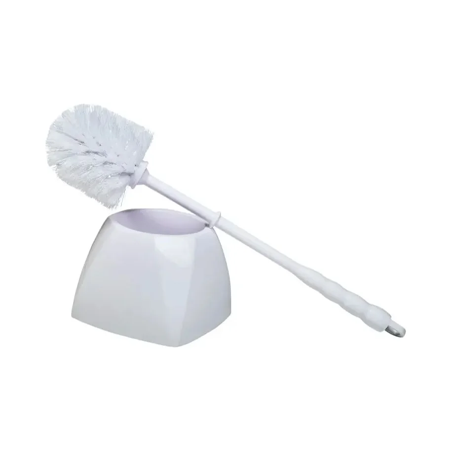 Brosse à Cuvettes Blanc en Plastique + Bol