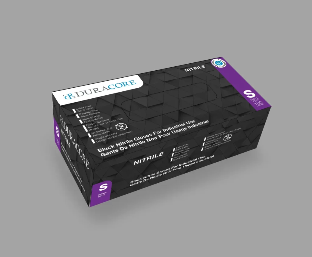Gants Nitrile Duracore 6MIL Noir Small 100/BTE (B62260)
